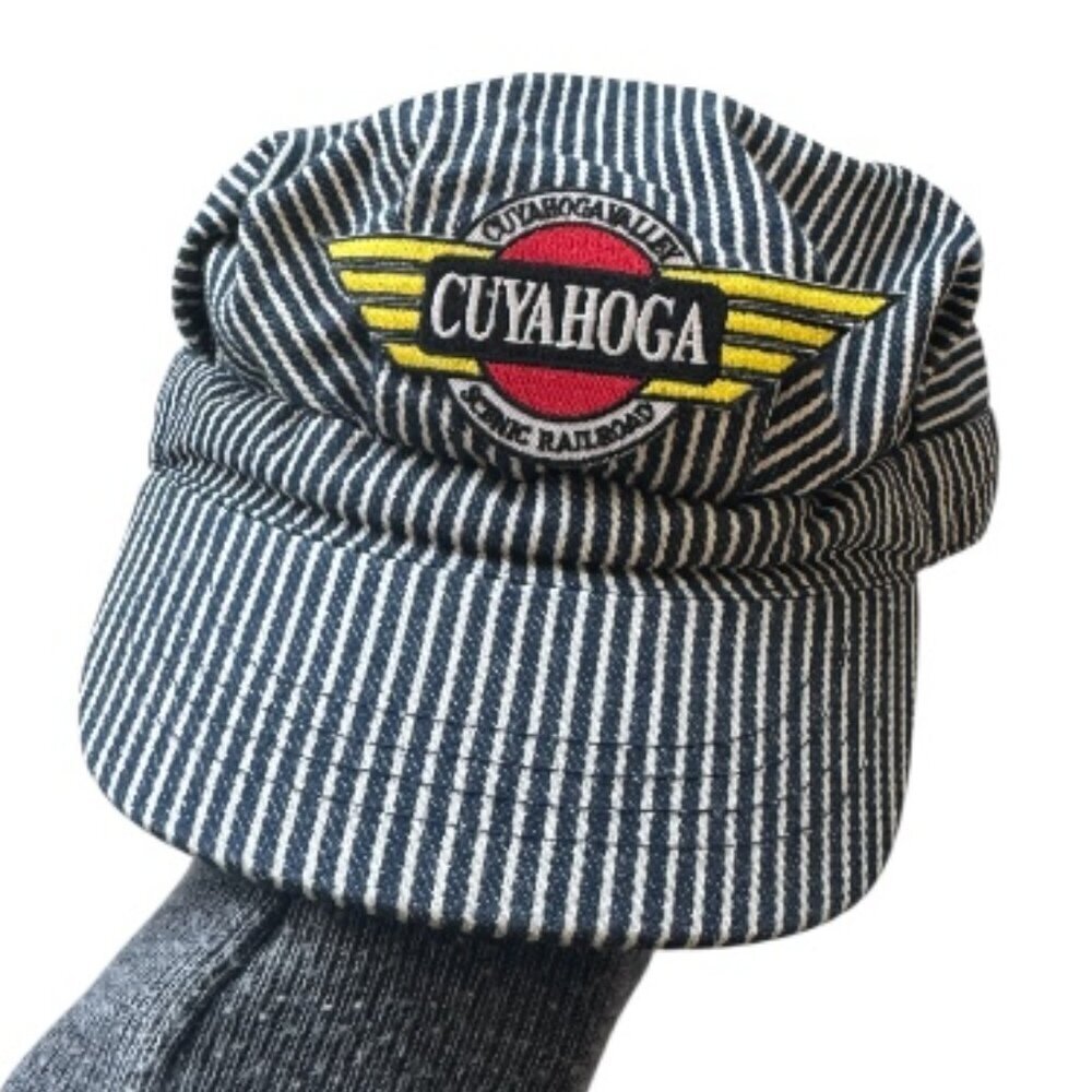 Cuyahoga Conductor Hat Kids Size O/S Blue Strap Child Scenic Railroad Snapback A